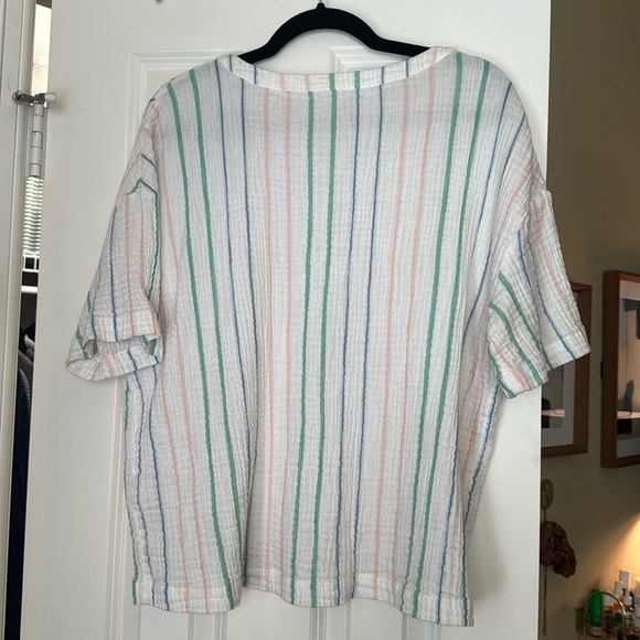 Caslon Stripe Cotton Gauze Top, Ivory Stripe, Medium - Picture 3 of 4